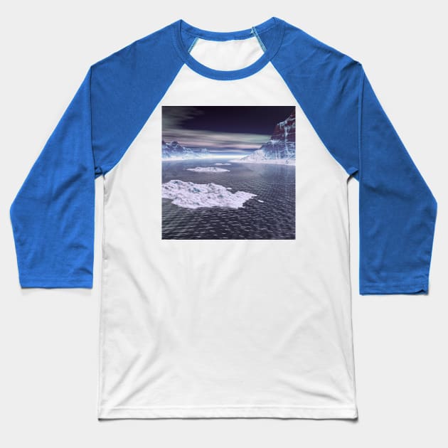 Snowy Peaks Baseball T-Shirt by perkinsdesigns